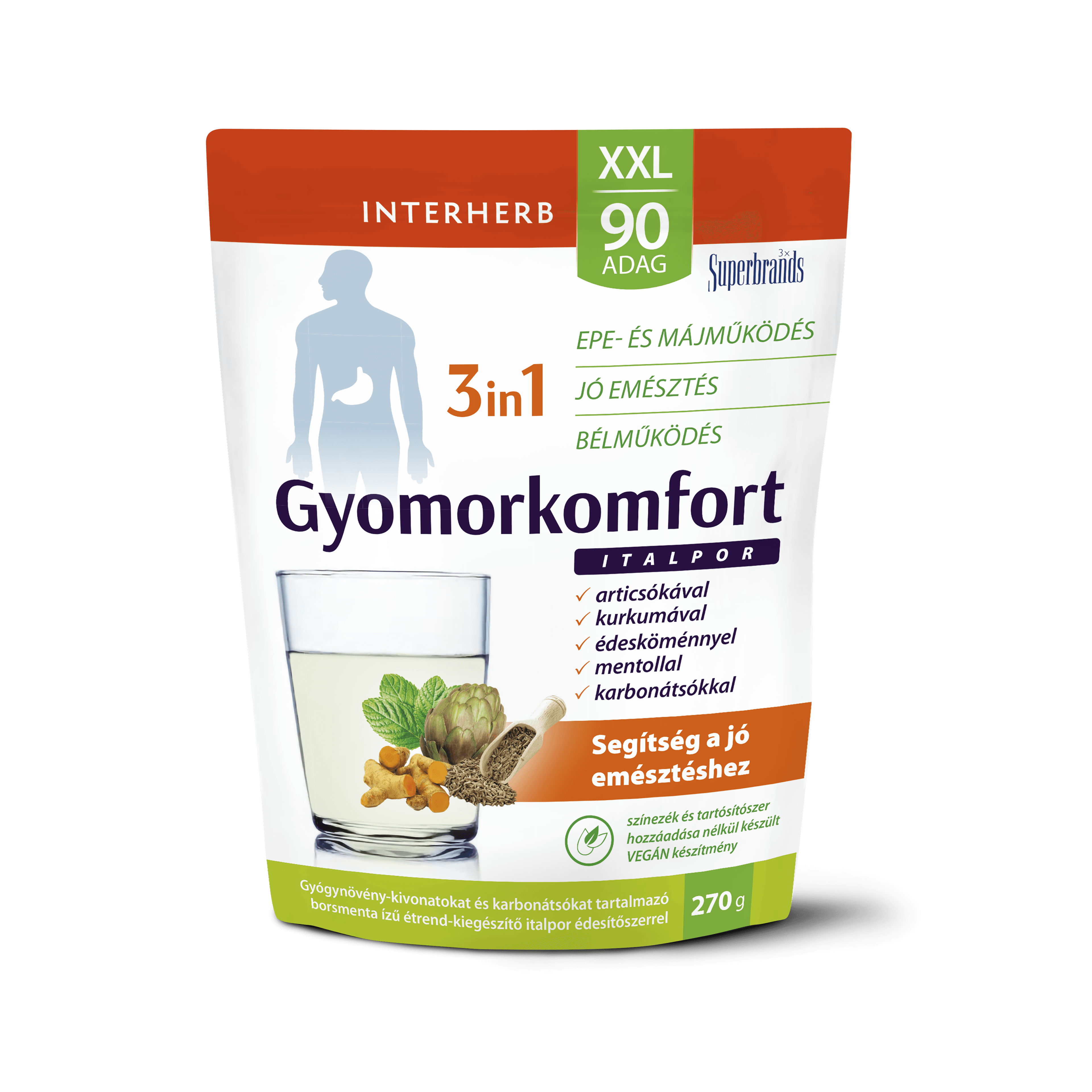 Interherb xxl 90 dávok žalúdočná úľava 3 v 1
