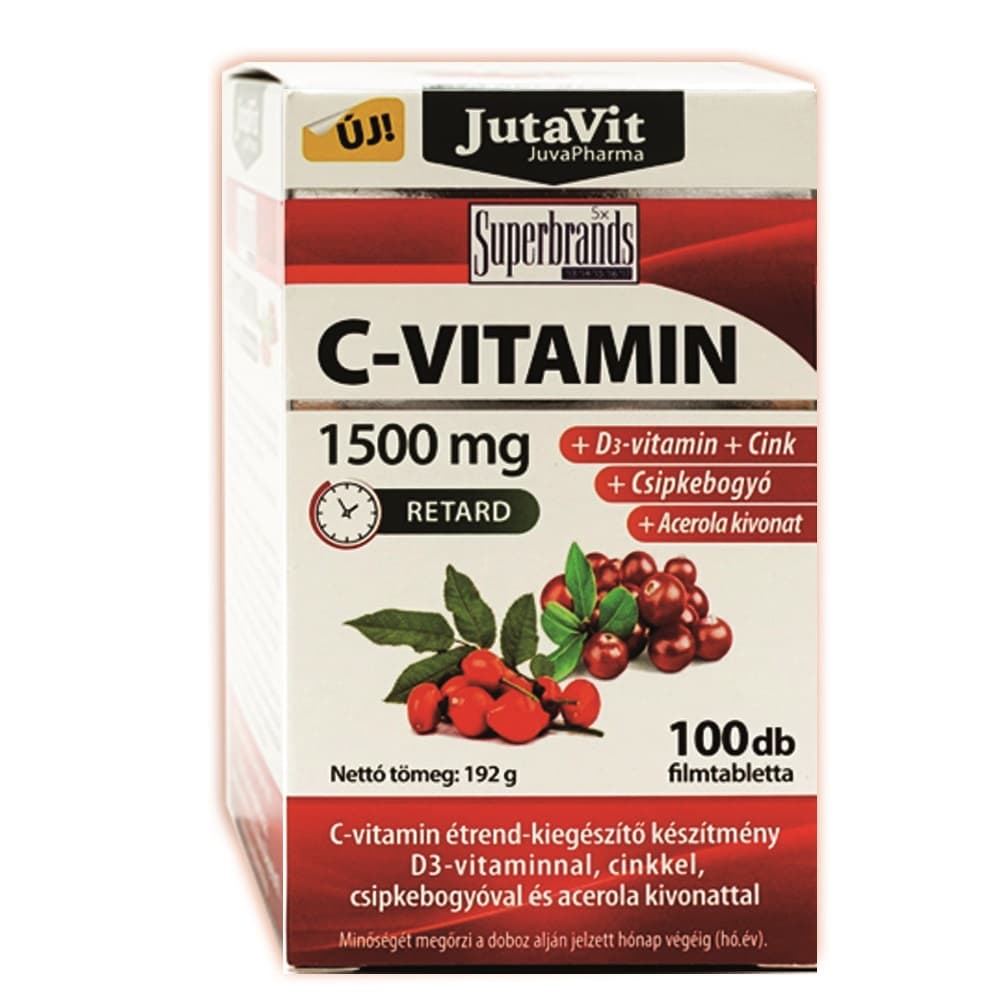 Jutavit C-vitamin 1500 mg+D3+zinok+šípky+extrakt z aceroly 100 ks