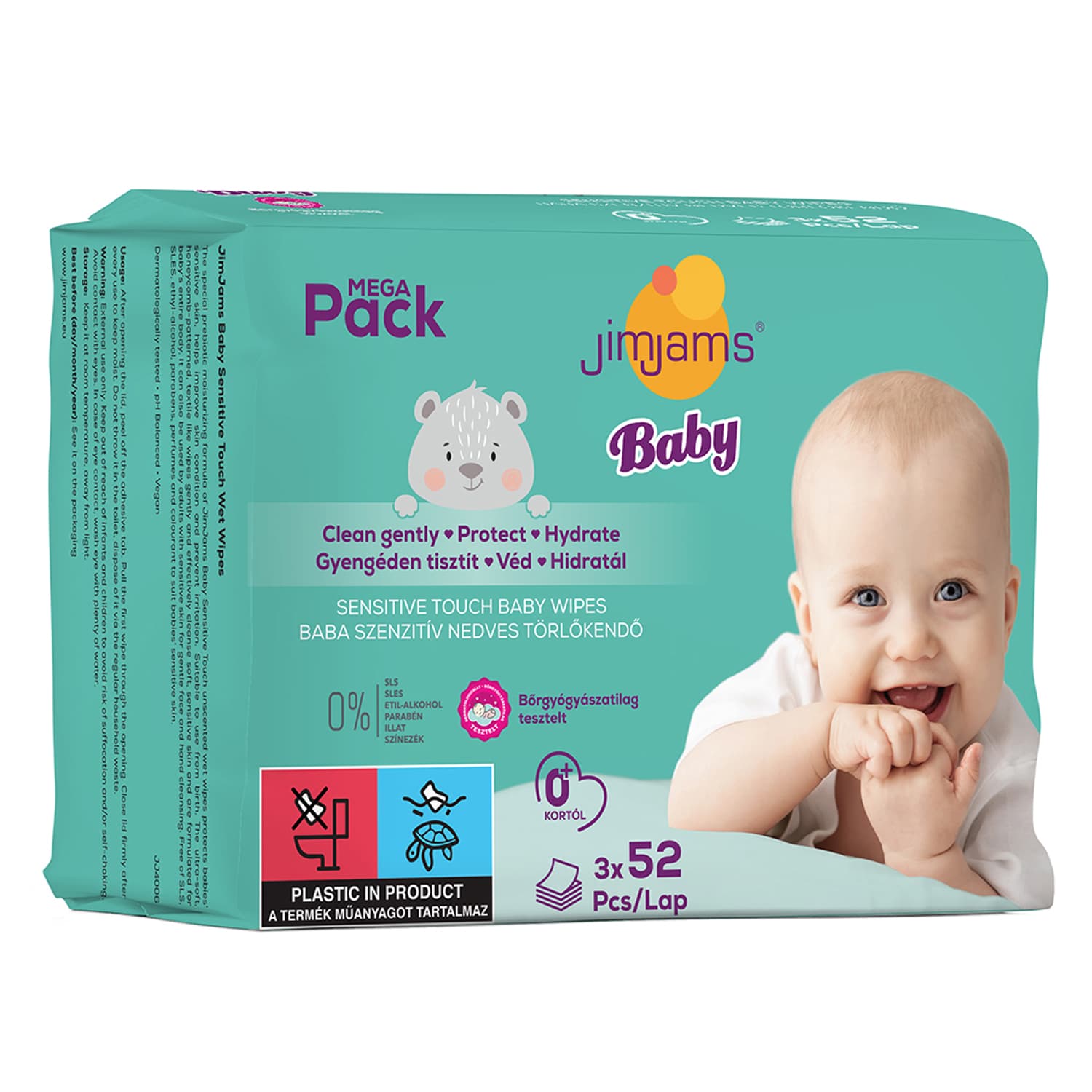 JimJams Baby vlhčené obrúsky - multipack 3x52 ks - 95769