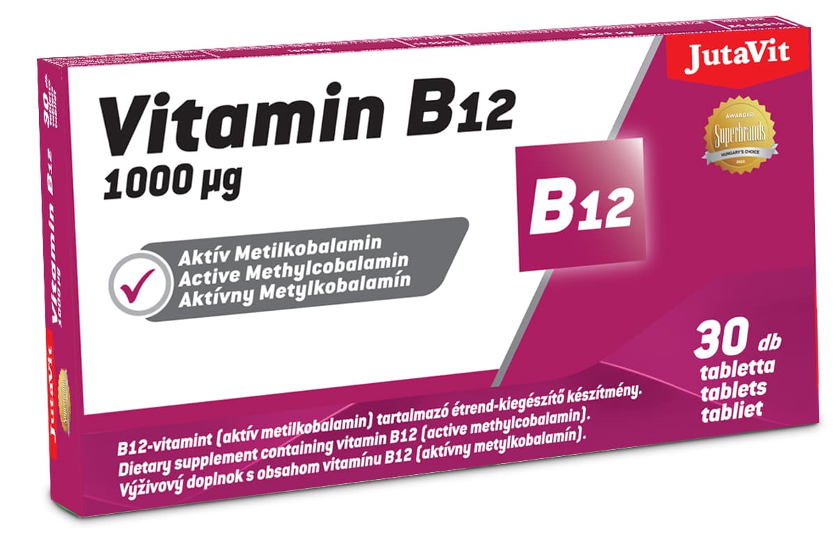 Jutavit B12-vitamin 1000µg aktív metilkobalamin tableta 30 db
