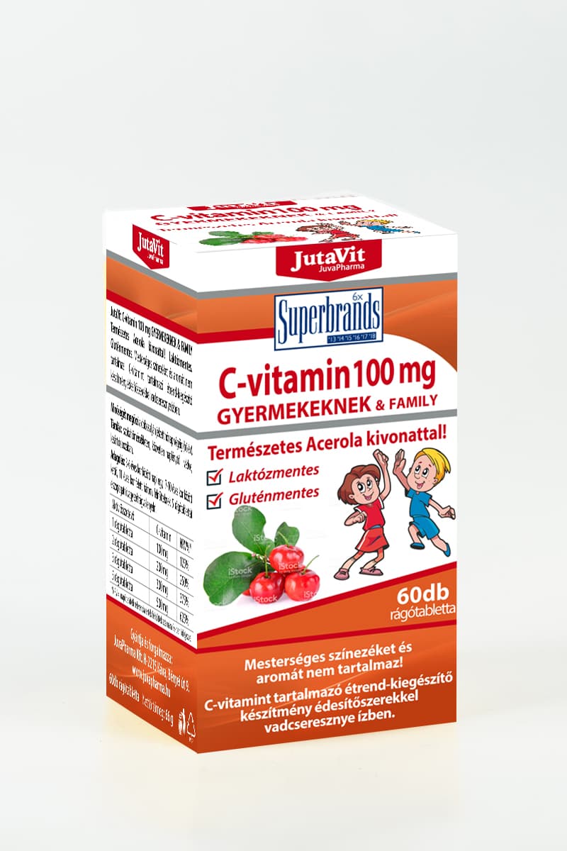 JutaVit Vitamín C 100 mg žuvacie tablety s acerolou pre deti 60 ks - 27246