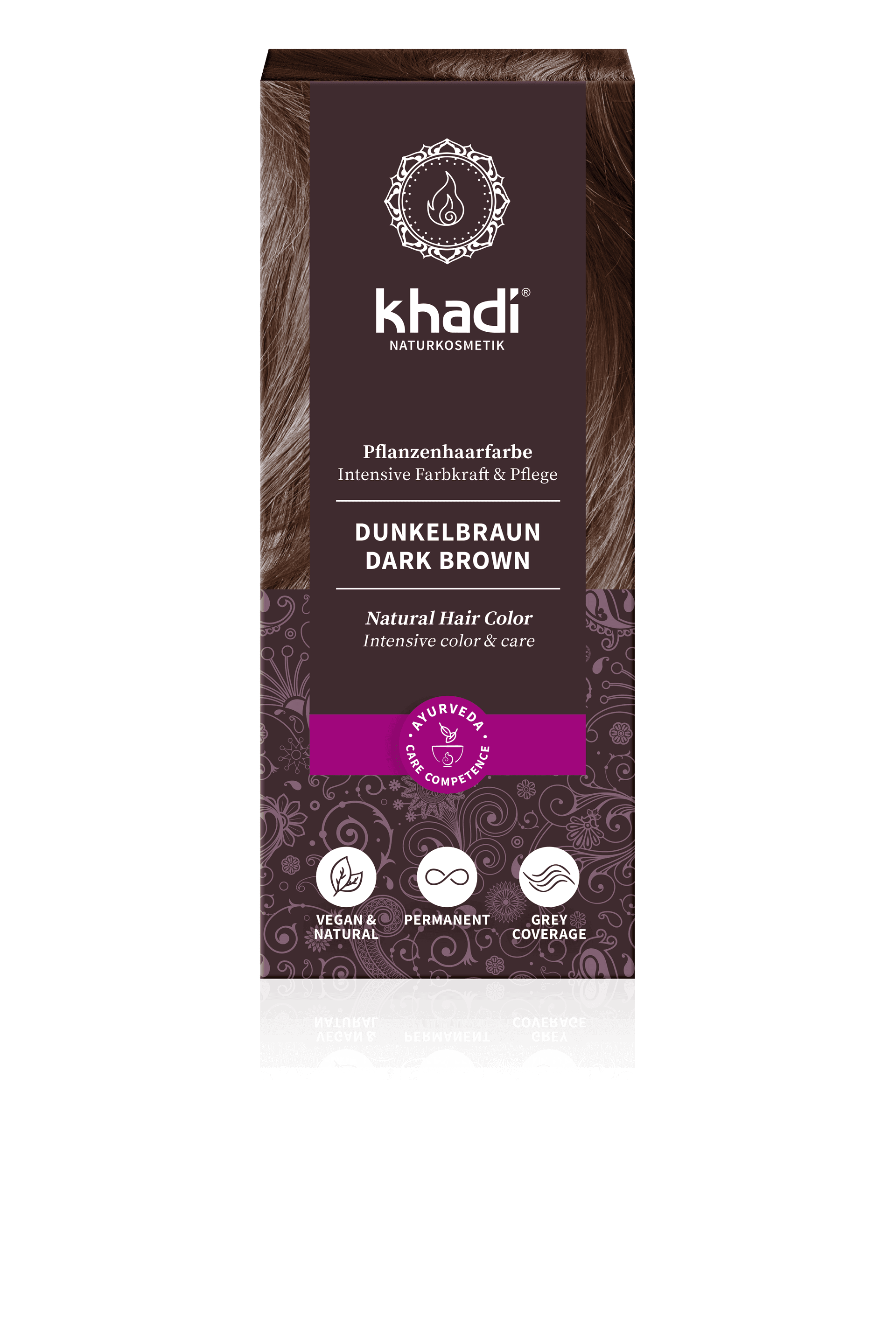 Khadi bylinná farba na vlasy tmavohnedá 100 g - 31534
