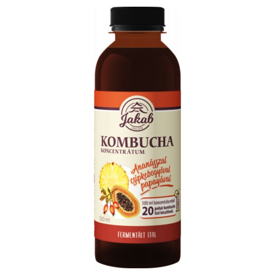 Kombucha čaj koncentrát ananás šípka papája 500 ml