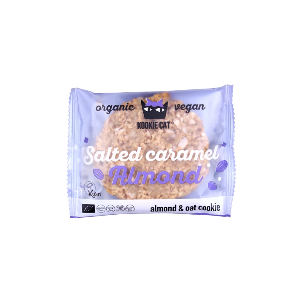 Kookie Cat ovsené sušienky so slaným karamelom a mandľami 50 g