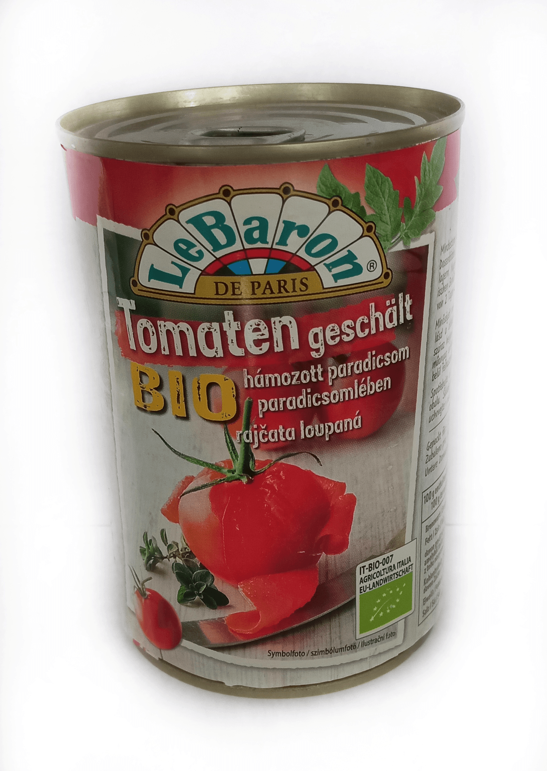 Le baron bio odlupované paradajky v paradajkovom džúse 400 g
