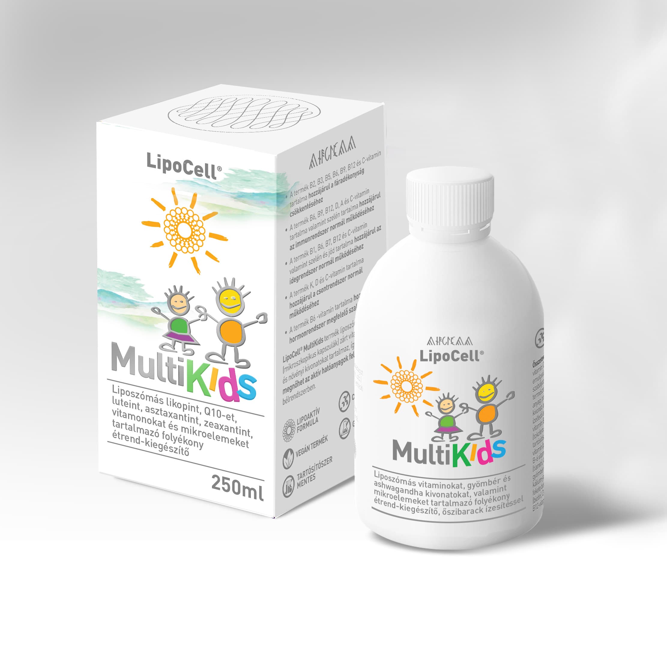 LipoCell MultiKids tekutý doplnok stravy s príchuťou broskyne 250 ml