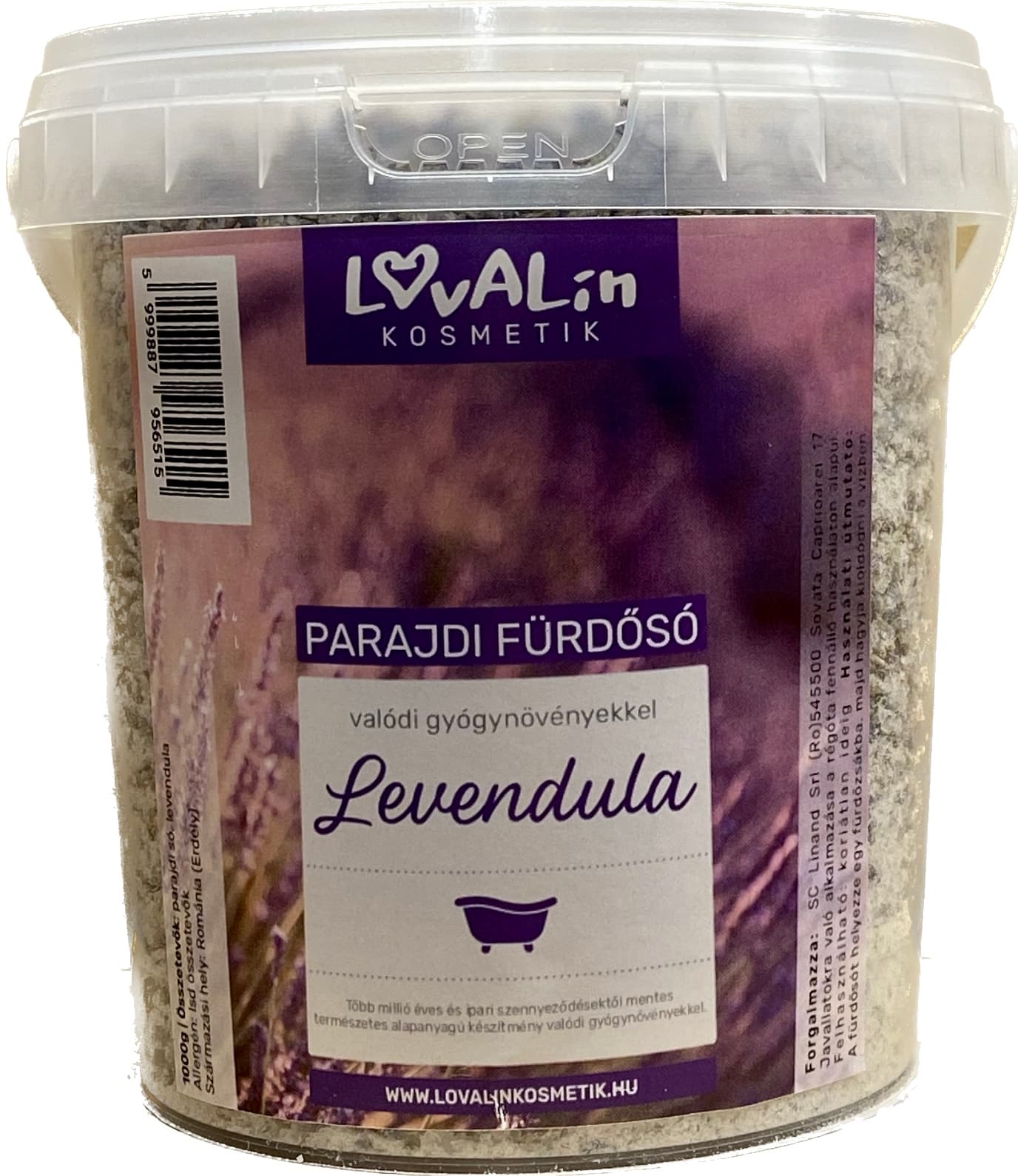 Lovalin Levanduľová parajdská soľ do kúpeľa s bylinkami 1000 g - 92997