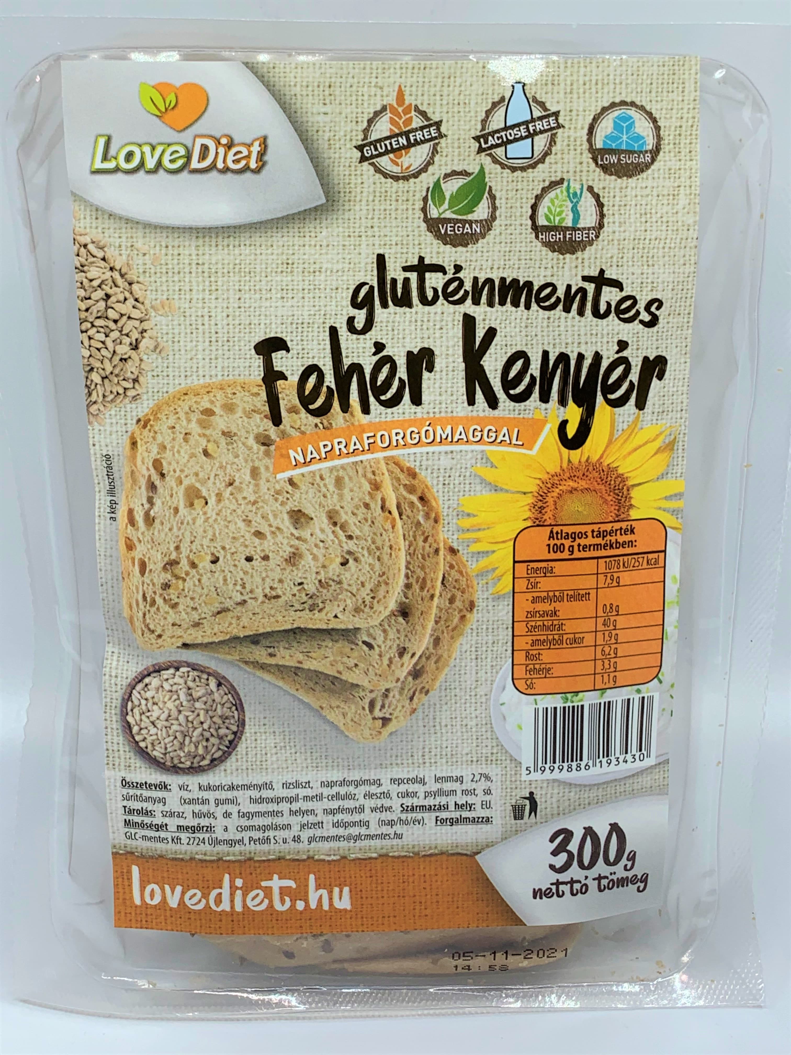 Love Diet bezlepkový biely chlieb so slnečnicovými semienkami 300 g