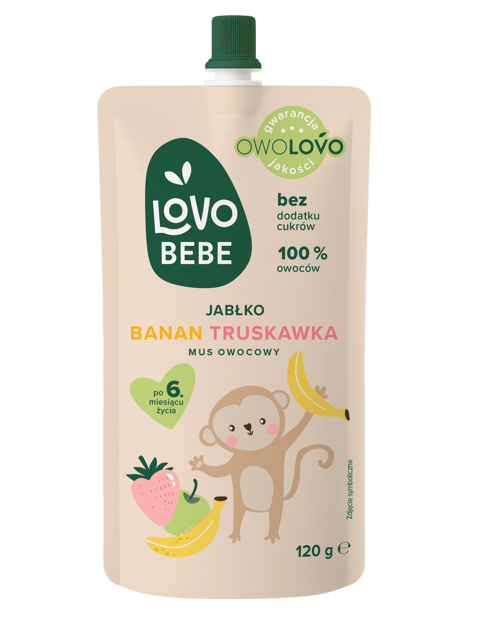 Lovo Bebe ovocné pyré od 6 mesiacov jablko-jahoda-banán 120 g