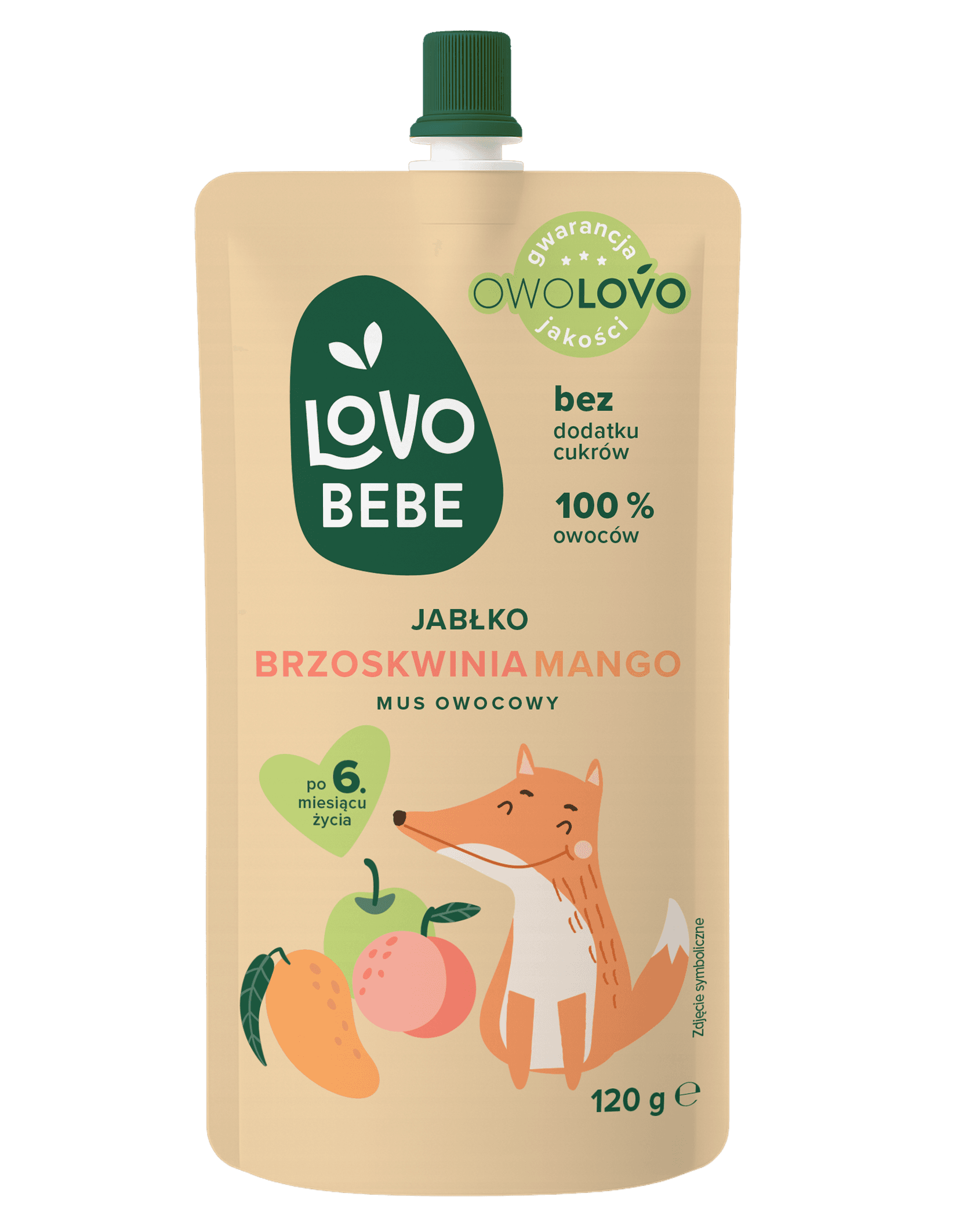 Lovo Bebe ovocné pyré od 6 mesiacov jablko-marhuľa-mango 120 g