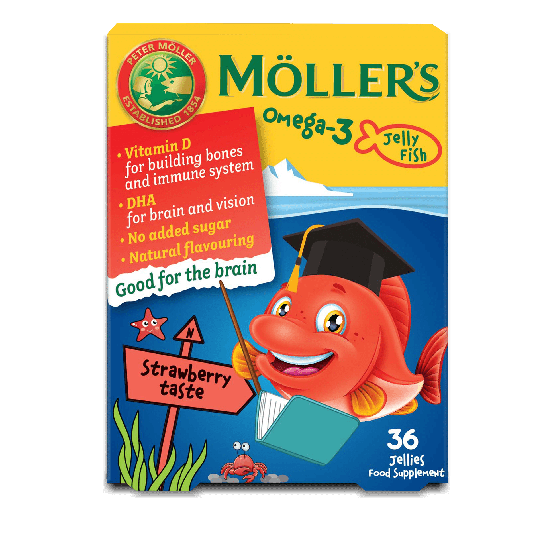 Möller's Jahodové gumené vitamíny 36 ks - 95278