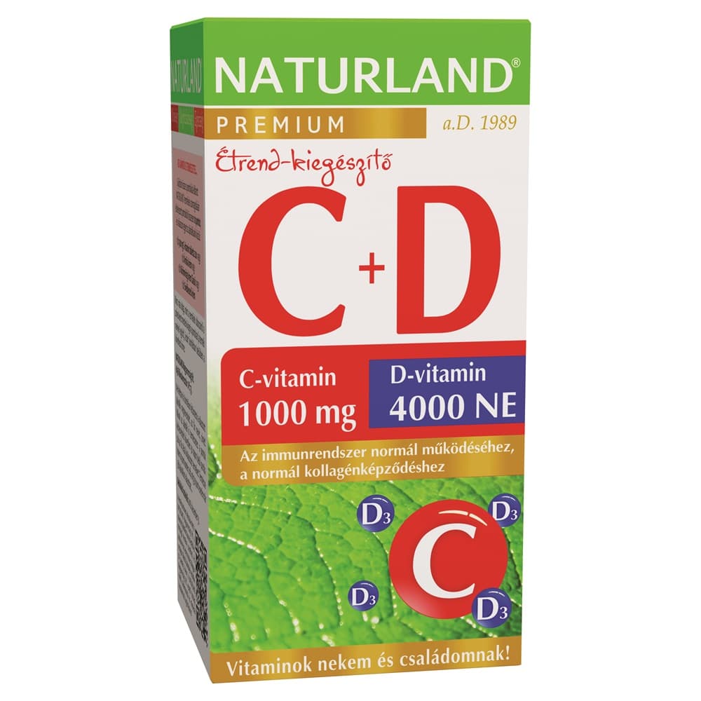 Naturland 1000mg vitamín C+4000IE vitamín D tablety 40 ks