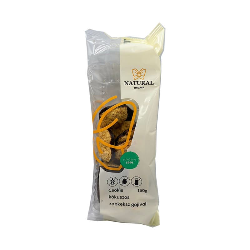Natural Jihlava ovsené sušienky s goji a kokosom s tmavou polevou 150 g