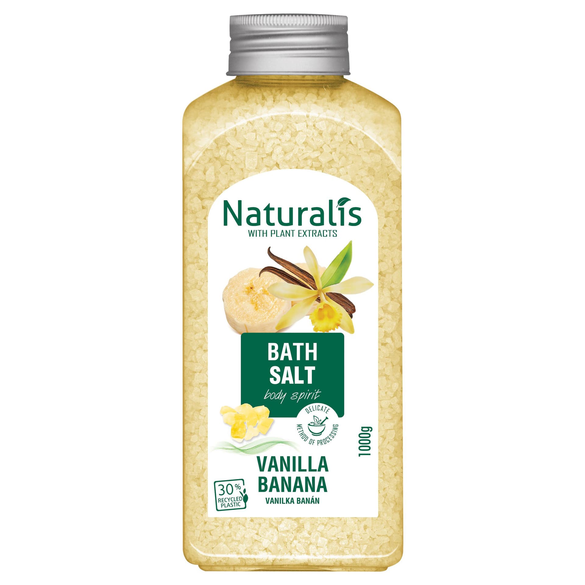 Naturalis kúpeľná soľ vanilka a banán 1000 g