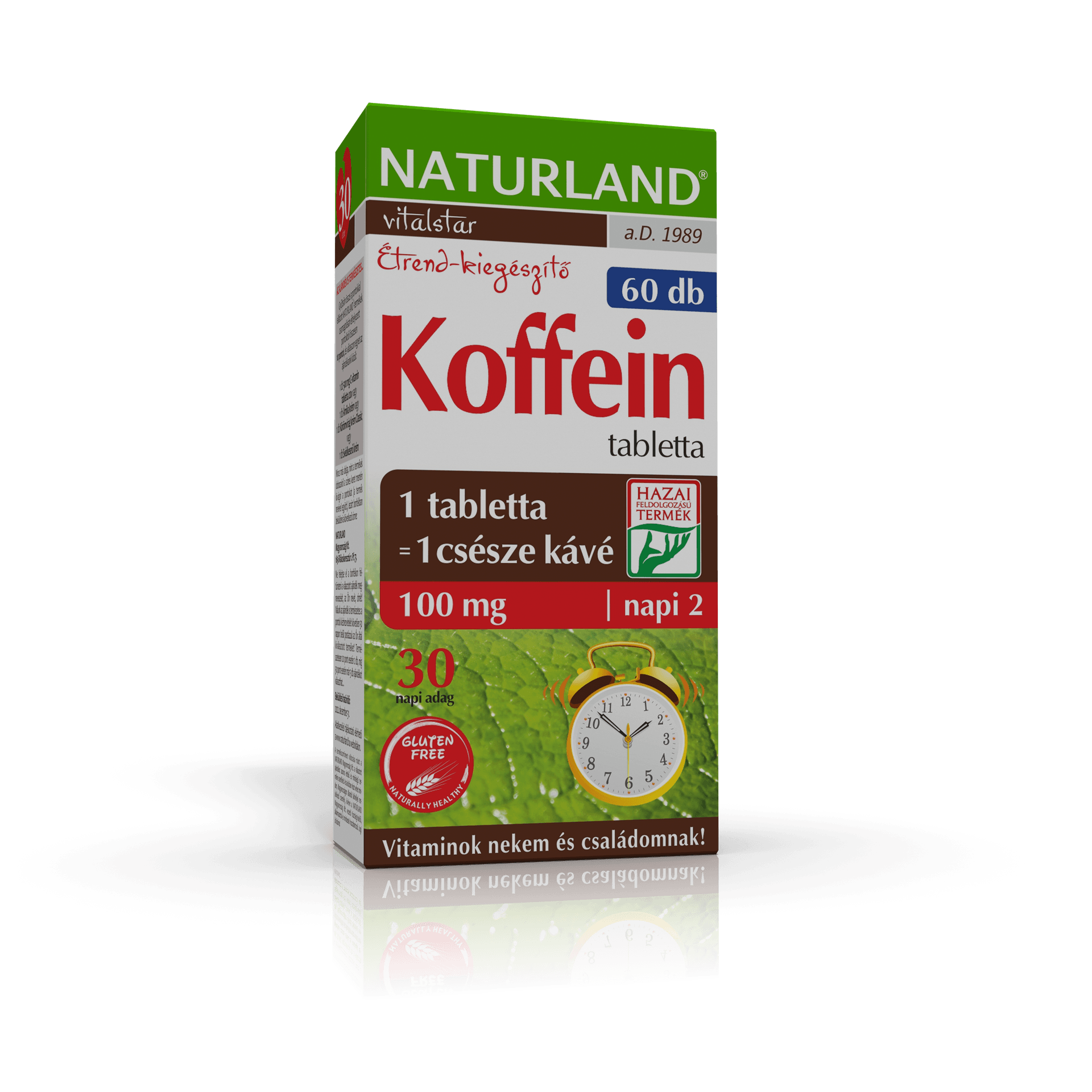 Naturland Kofeínové tablety 100 mg, 60 ks - 17823