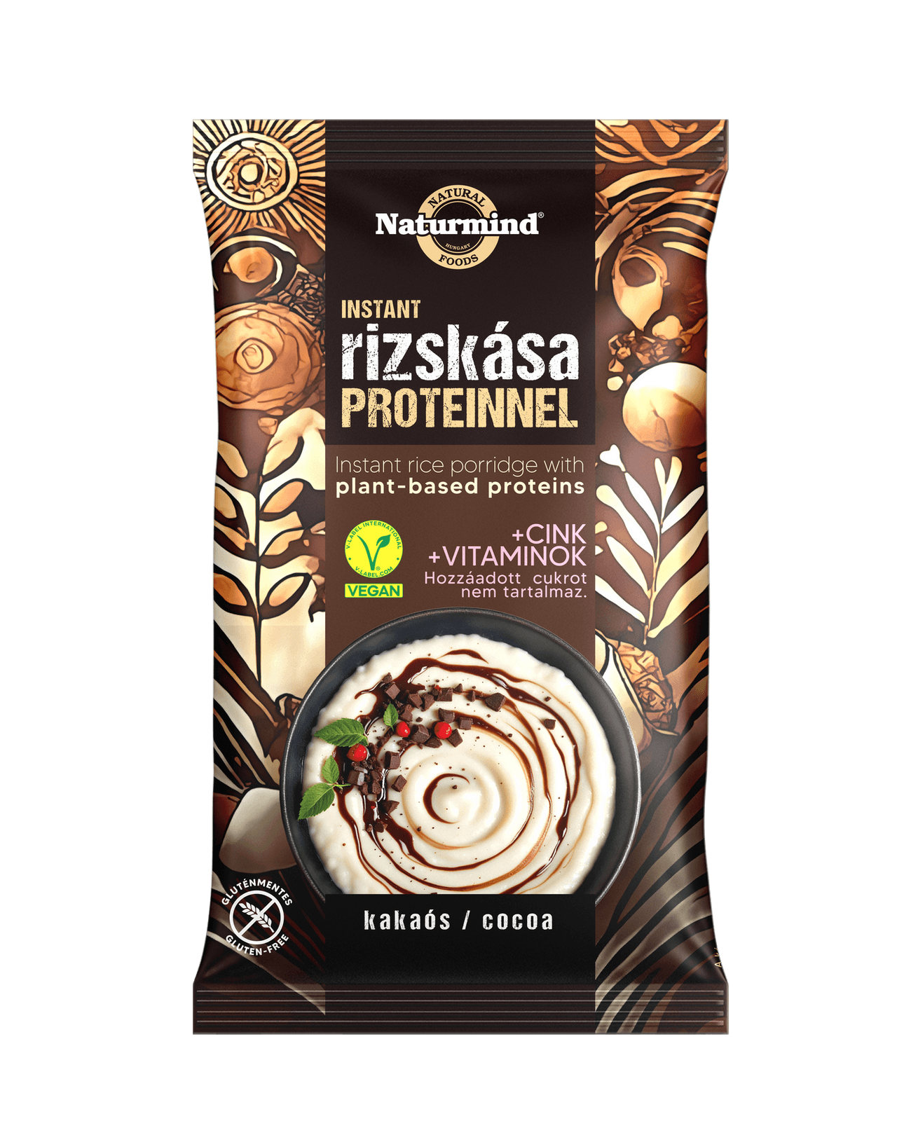 Naturmind proteínový bezlepkový instantný ryžový krém kakaový 44 g