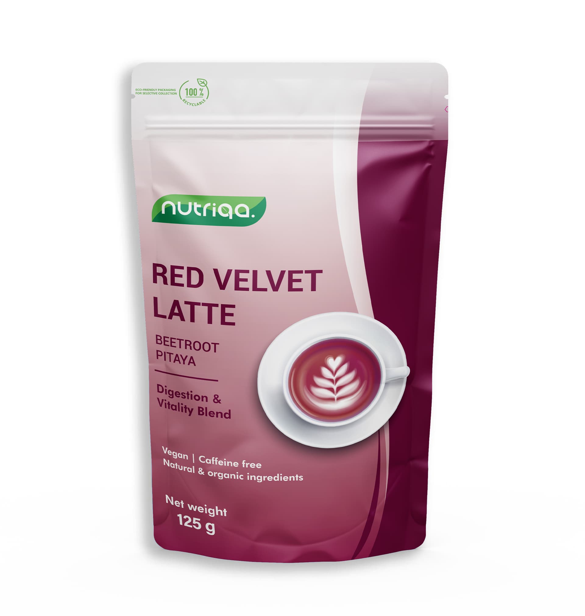 Nutriqa bio káva bez kofeínu vegán cékla-pitaya latte 125 g