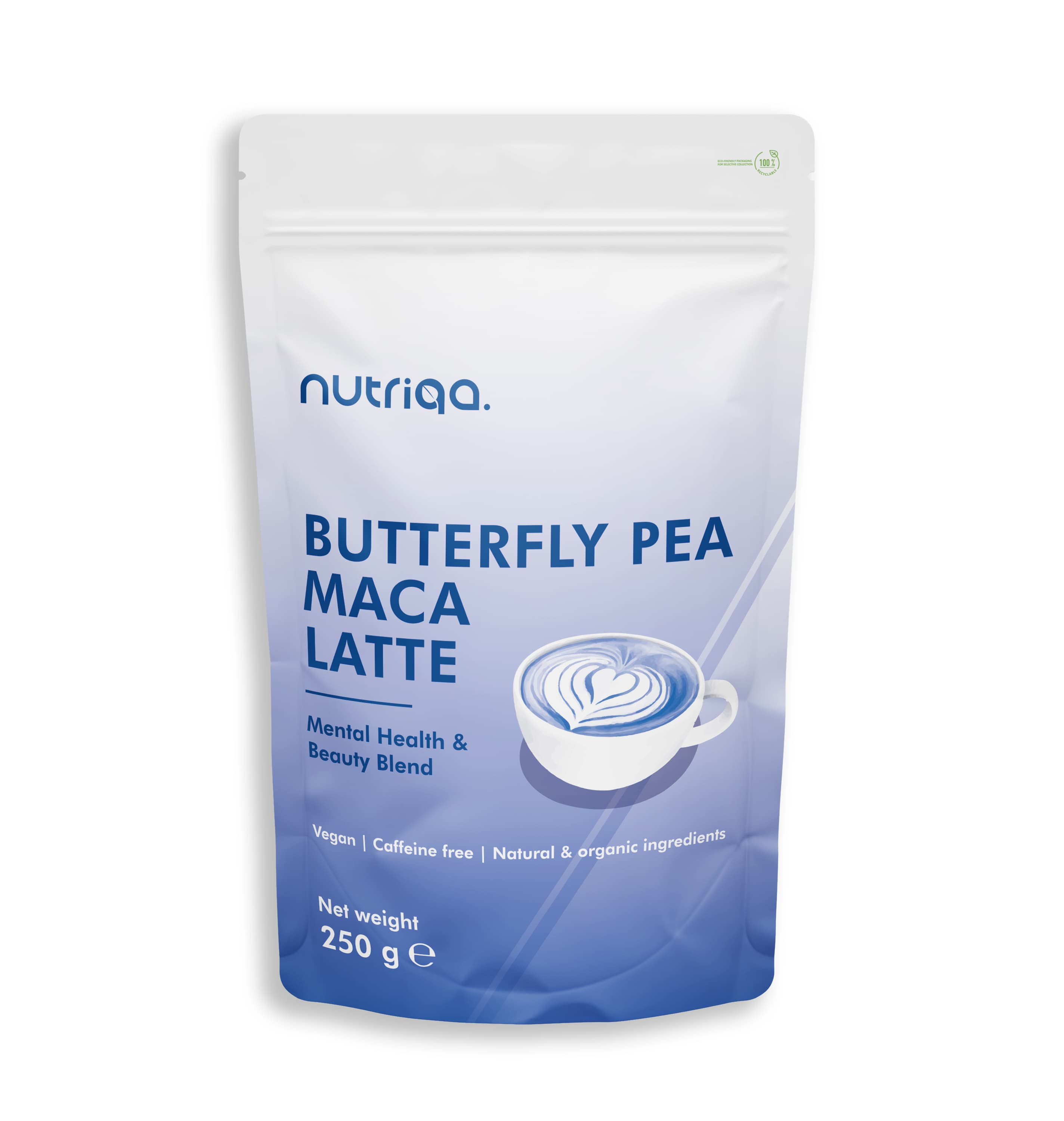 Nutriqa vegán bezkofeínové latte s motýlím hráškom a macou 250 g