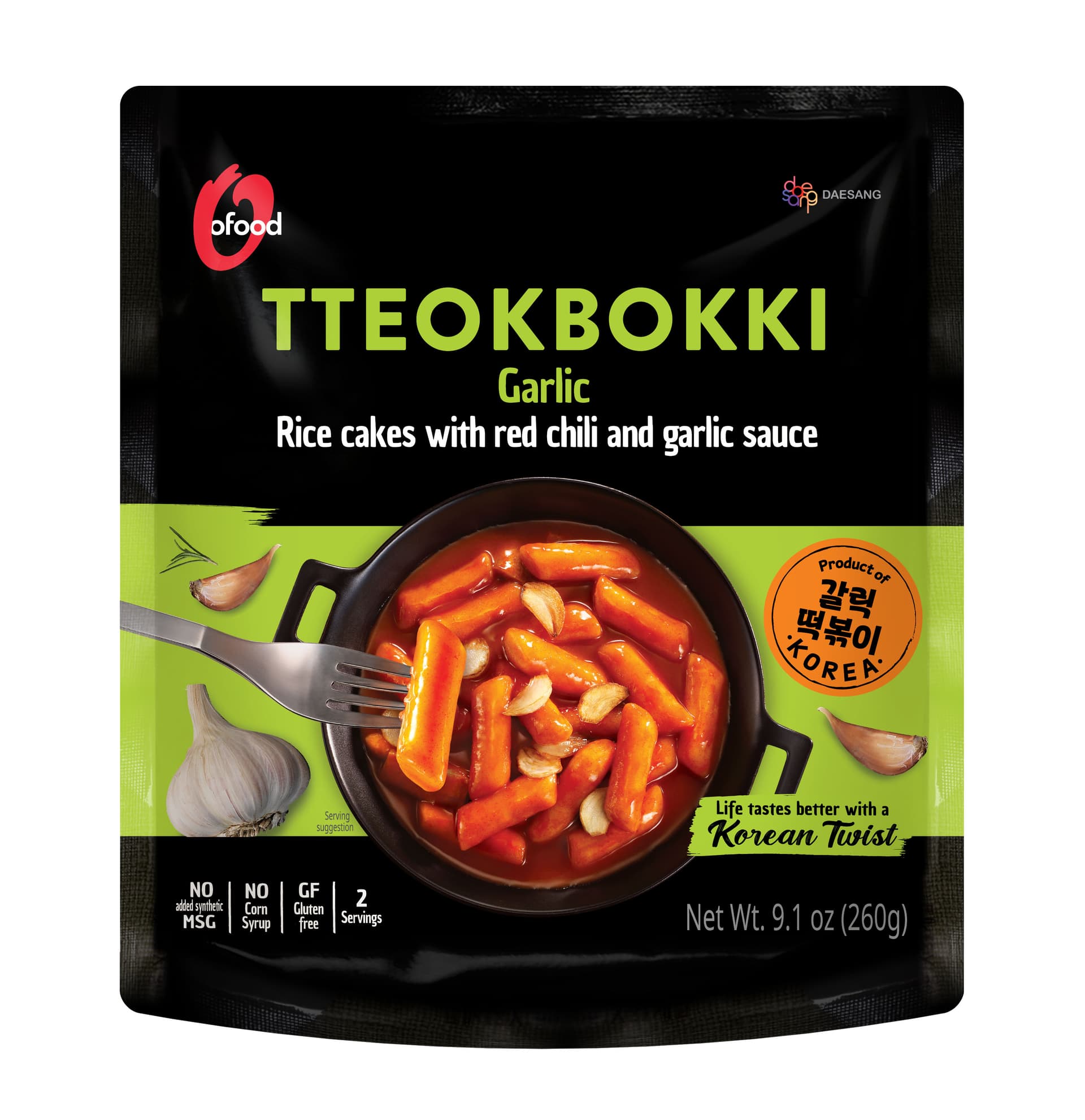 O`Food tteokbokki-s cesnakovou omáčkou 260 g