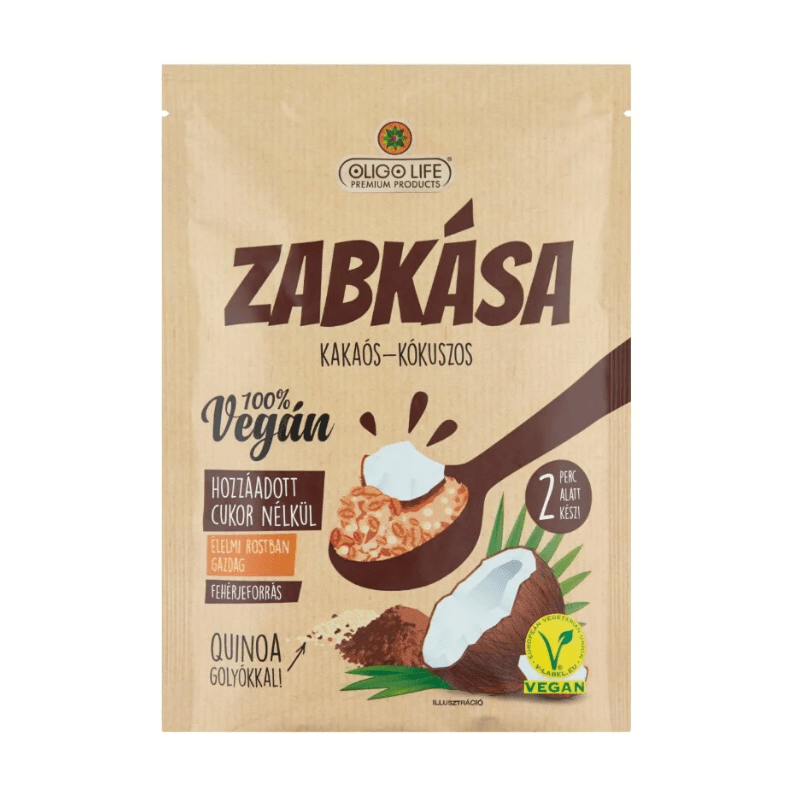 Vegánske ovsené vločky Oligolife s kakaom a kokosovými sladidlami 65 g