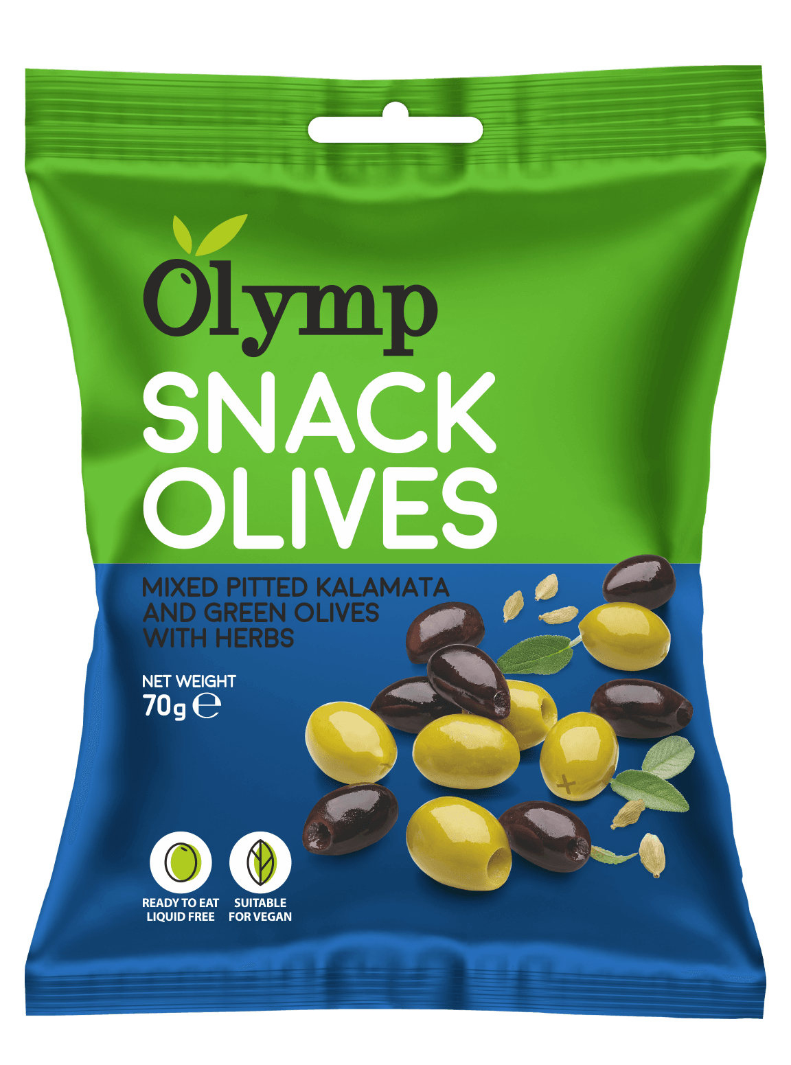 Olymp snack ochutené zelené a kalamata olivy bez kôstky 70 g