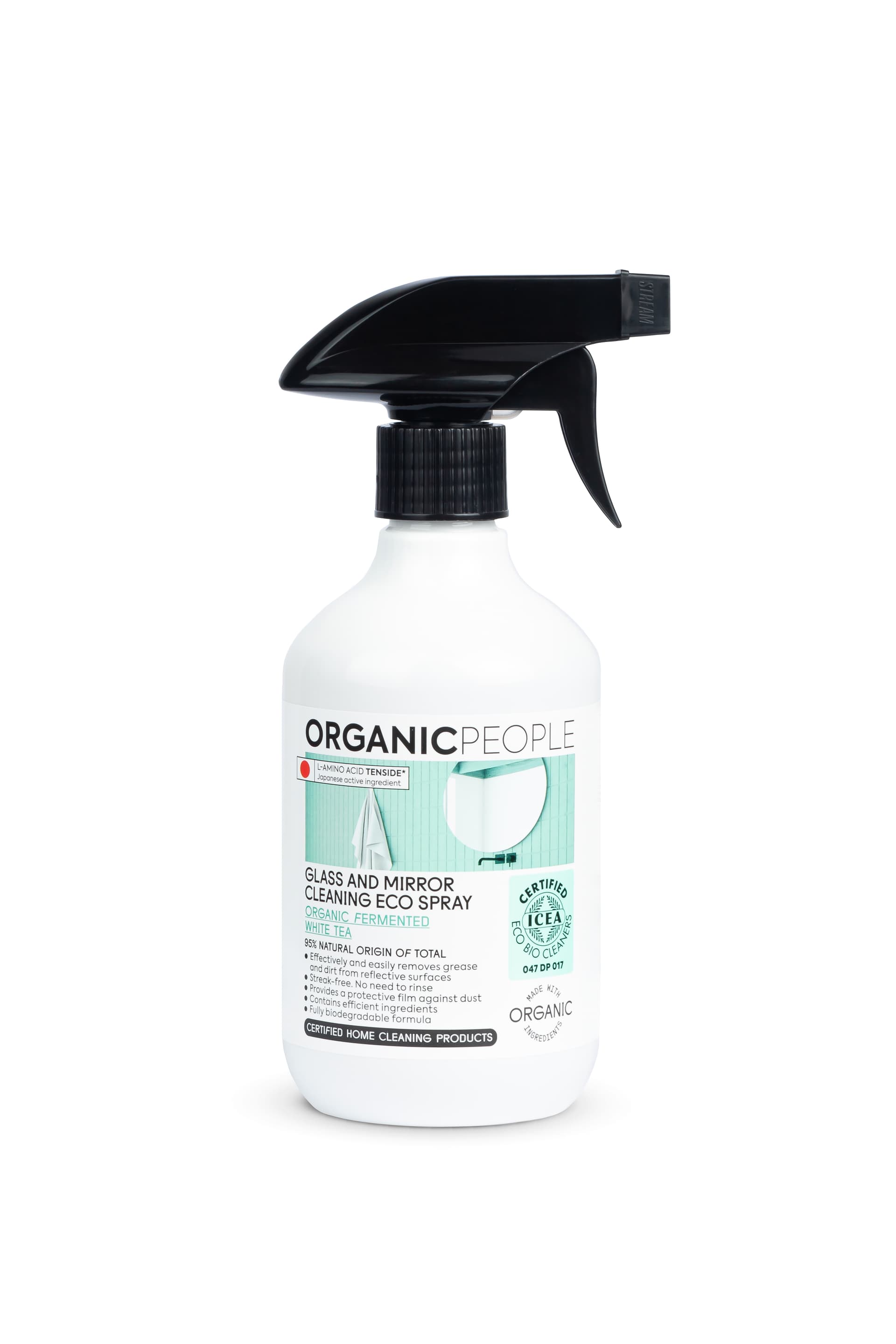 Organic People ekologický čistič okien a zrkadiel s bio fermentovaným bielym čajom 500 ml