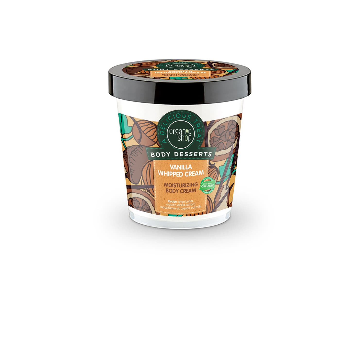 Organic Shop Hydratačný telový krém s vanilkou 450 ml - 55303