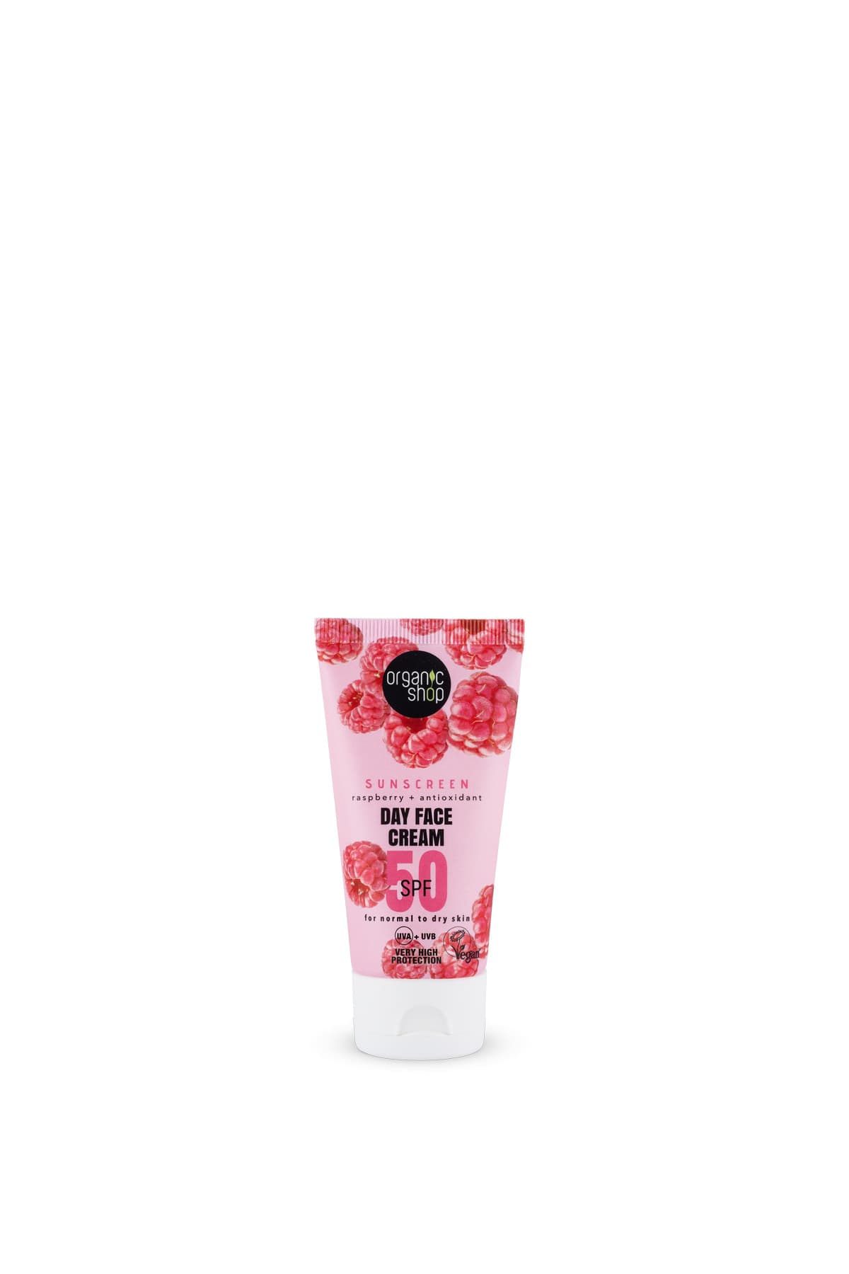 Organic Shop pleťový krém na opaľovanie s malinou a antioxidantmi SPF 50 50 ml - 96733