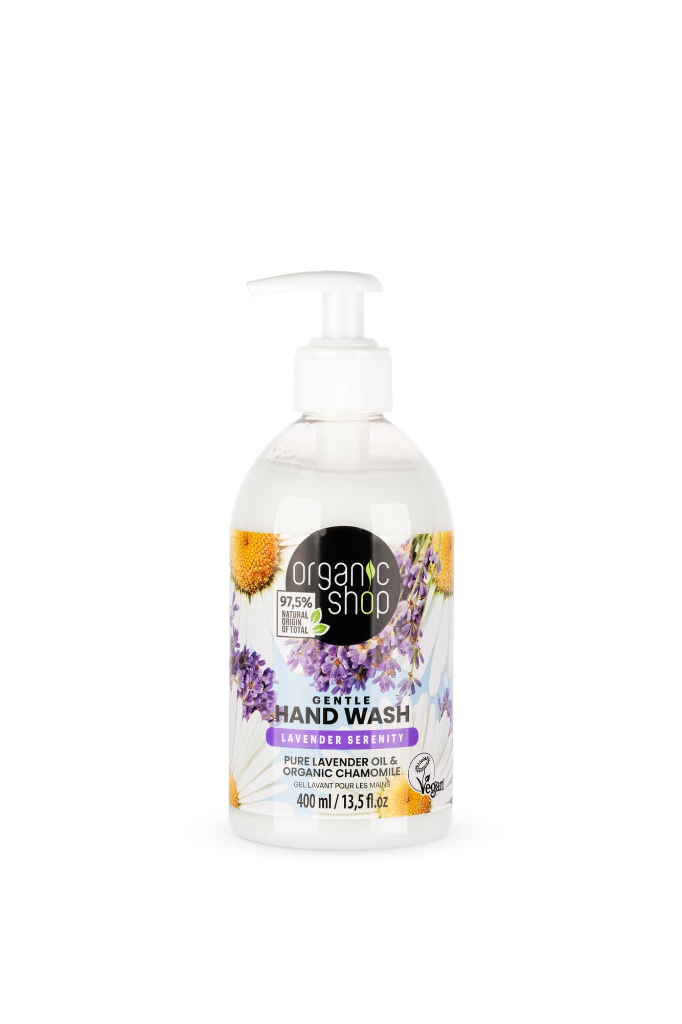 Organic Shop “levanduľová harmónia” jemný tekutý mydlo s levanduľovým olejom a bio harmančekom 400 ml