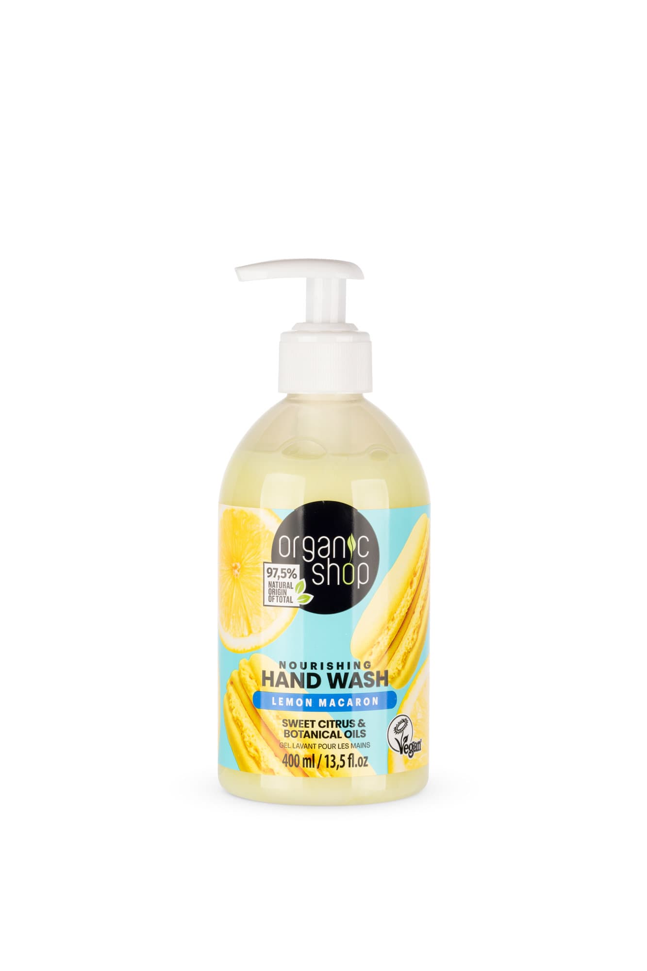 Organic Shop „citronový macaron“ výživné tekuté mydlo s sladkými citrusmi a rastlinnými olejmi 400 ml