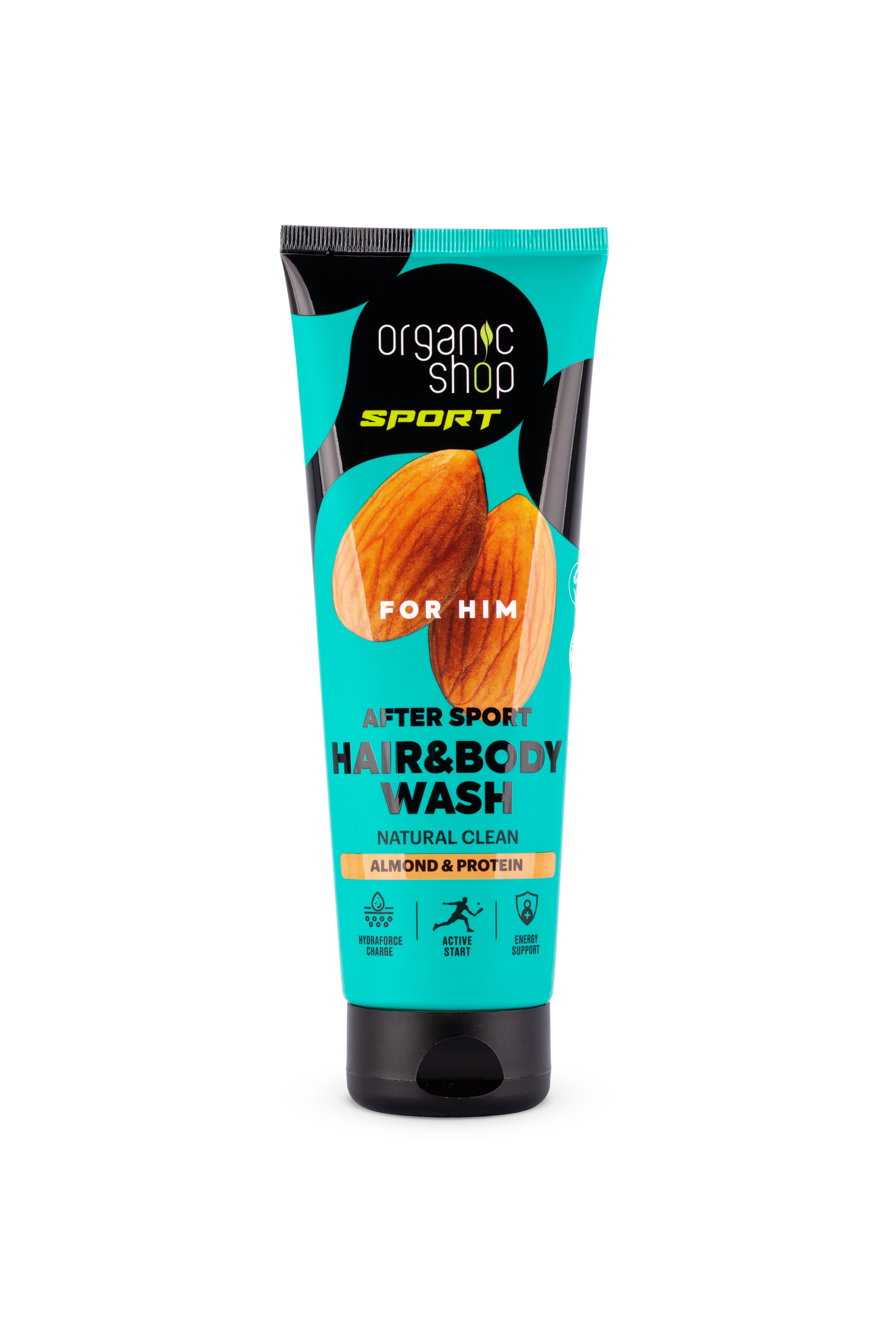 Organic Shop šampón a sprchovací gél po športe s mandľou a proteínom 200 ml