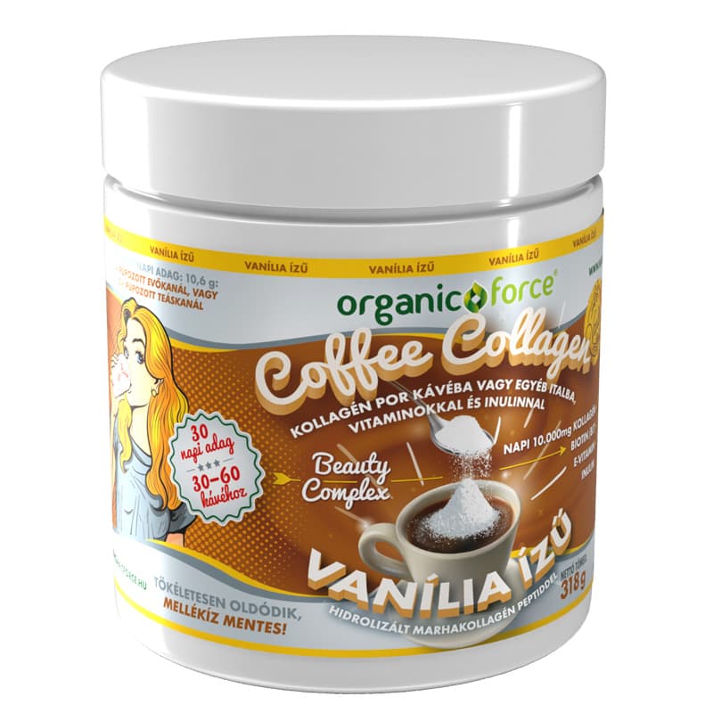 Organic force káva kolagénový prášok do kávy alebo iných nápojov s vitamínmi a inulínom vanilka 318 g