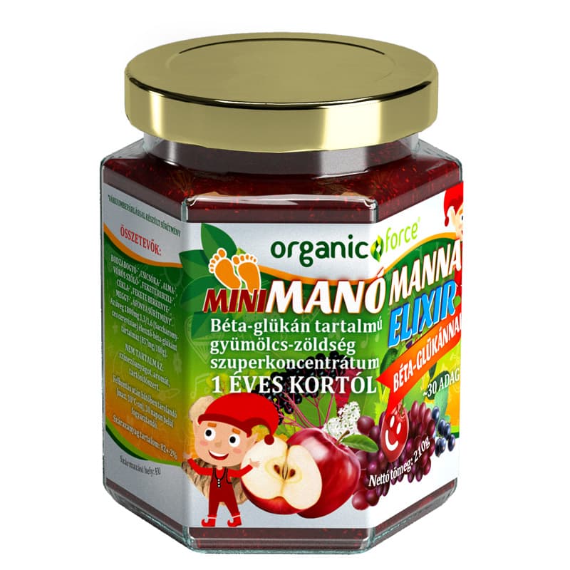 Organic force mini manó manna elixír s obsahom beta-glukánu ovocno-zeleninový koncentrát pre deti od 1 roka 210 g
