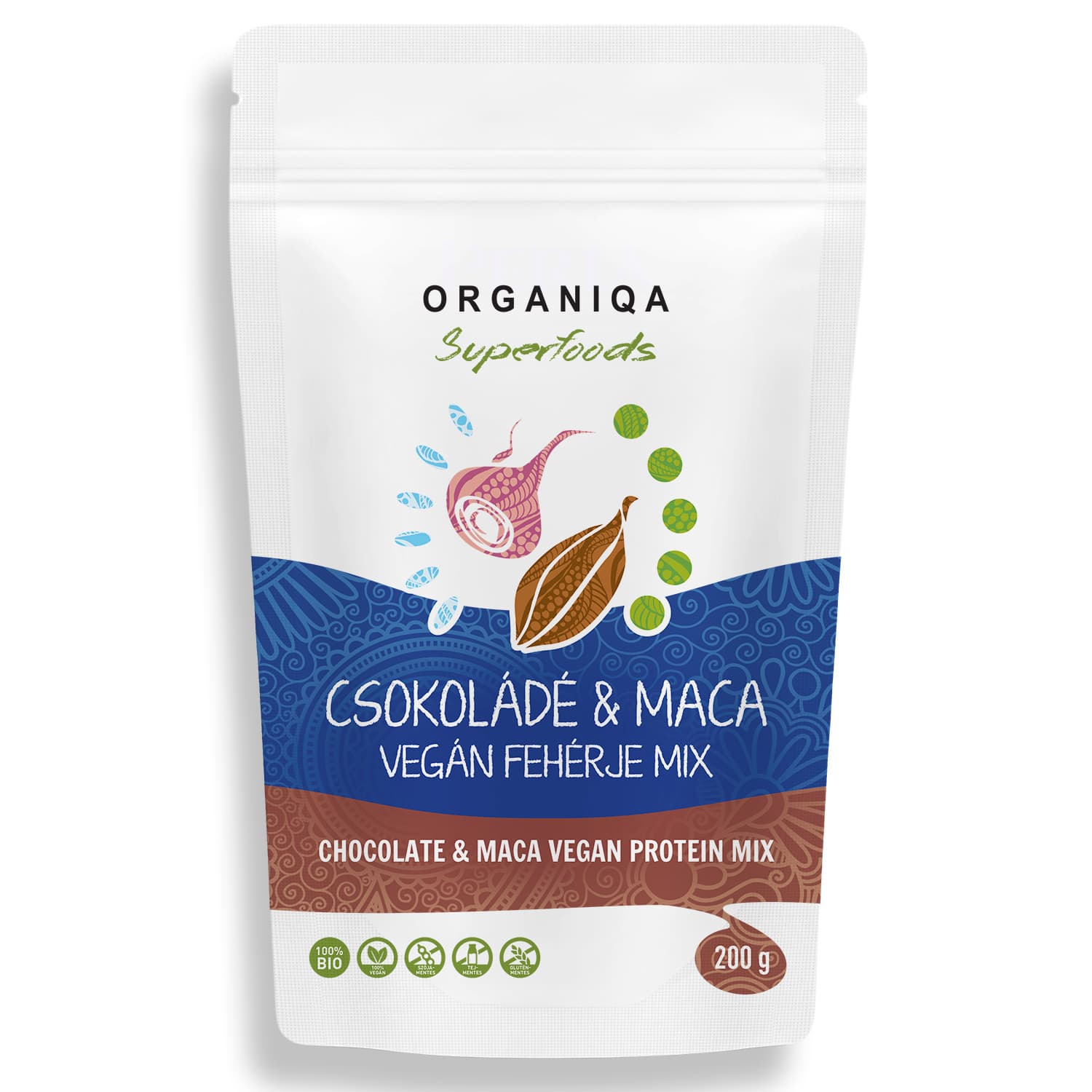 Organiqa Vegán Proteínový Mix Čokoláda-Maca 200 g