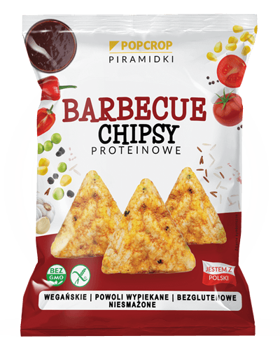 Popcrop pyramídové gluténové vegánske barbecue proteínové chipsy 60 g