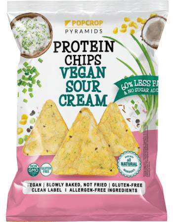 Popcrop pyramids bezlepkové vegánske chipsy s kyslou smotanou a cibuľou 60 g