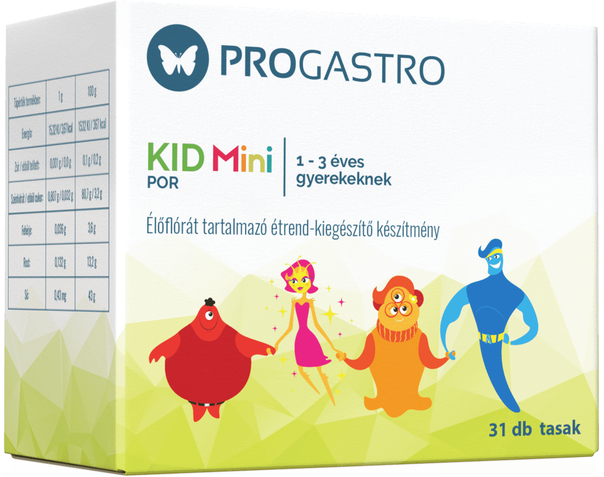 Progastro kid mini por pre deti vo veku 1 - 3 rokov Výživové doplnky obsahujúce živú flóru 31 vreciek