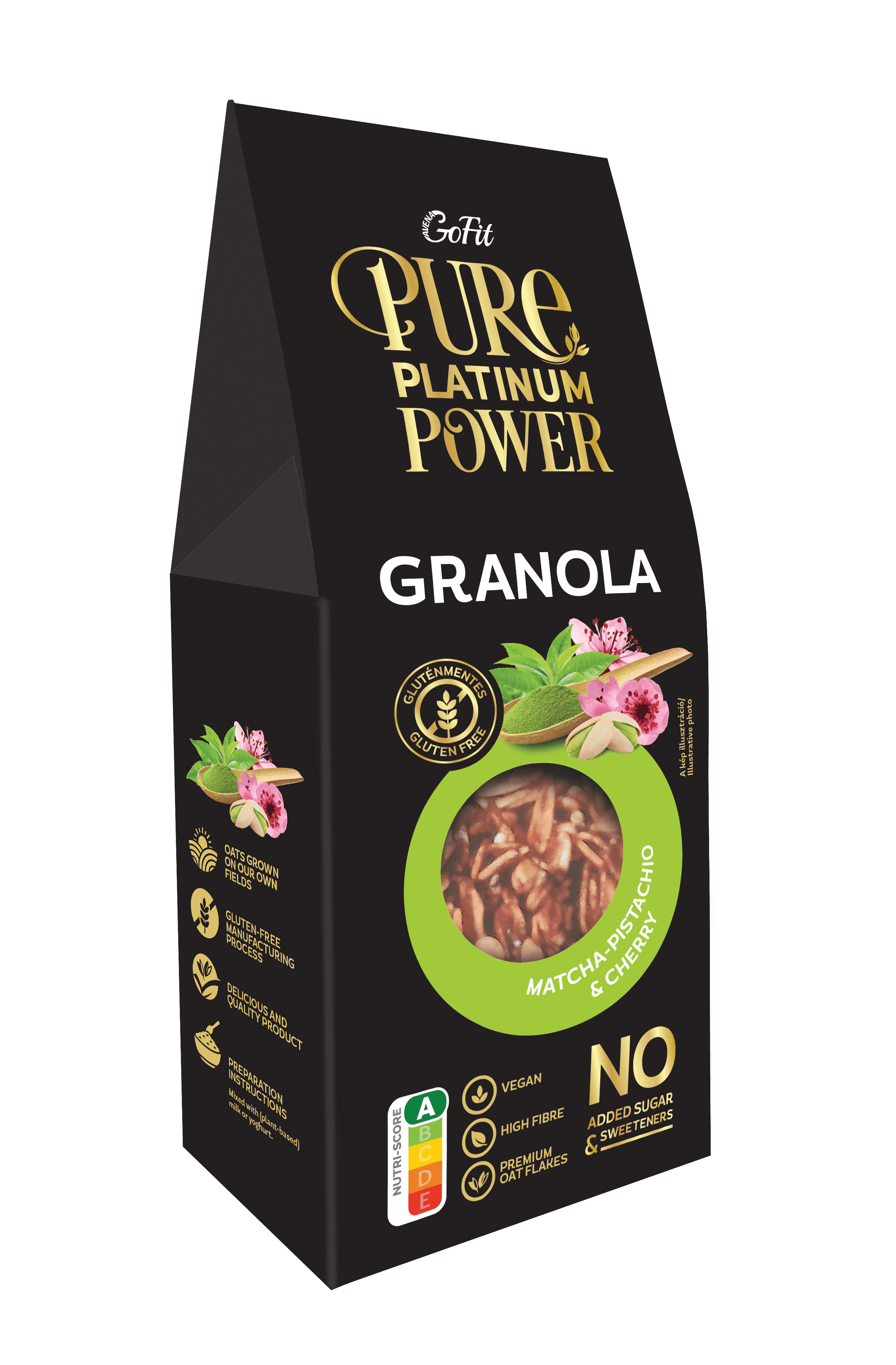 Pure Platinum Power granola bezlepková matcha-pistácia-čerešňová 225 g