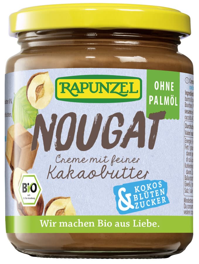 Rapunzel bio lieskovcový nugátový krém bez palmového oleja s kokosovým cukrom 250 g