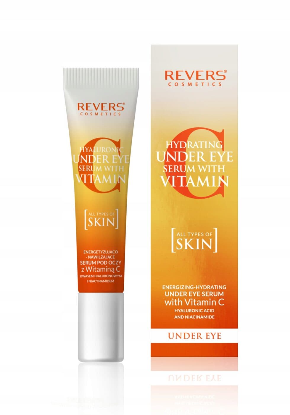 Revers c+ energetizujúce hydratačné sérum na očné okolie s vitamínom C, hyalurónovou kyselinou a niacínamidom 15 ml