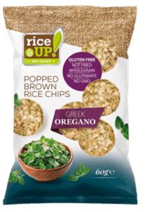 Rice Up hnedá ryža chipsy s chuťou gréckeho oregána 60 g