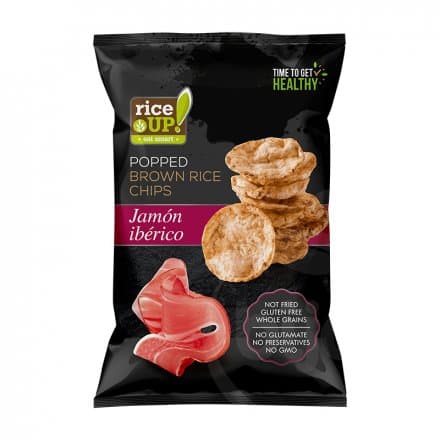 RiceUP! Hnedé ryžové čipsy s príchuťou Iberskej šunky 60 g