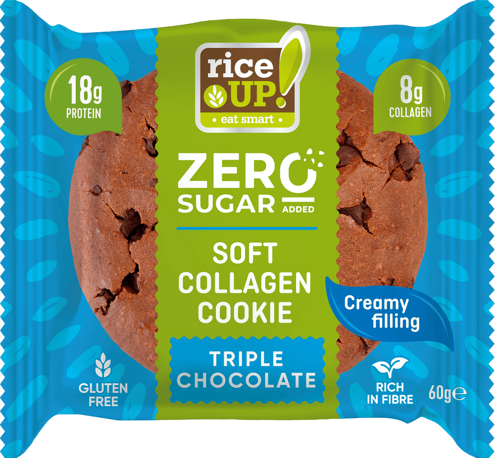 Rice Up zero kolagén, proteínové sušienky s príchuťou trojitej čokolády 60 g