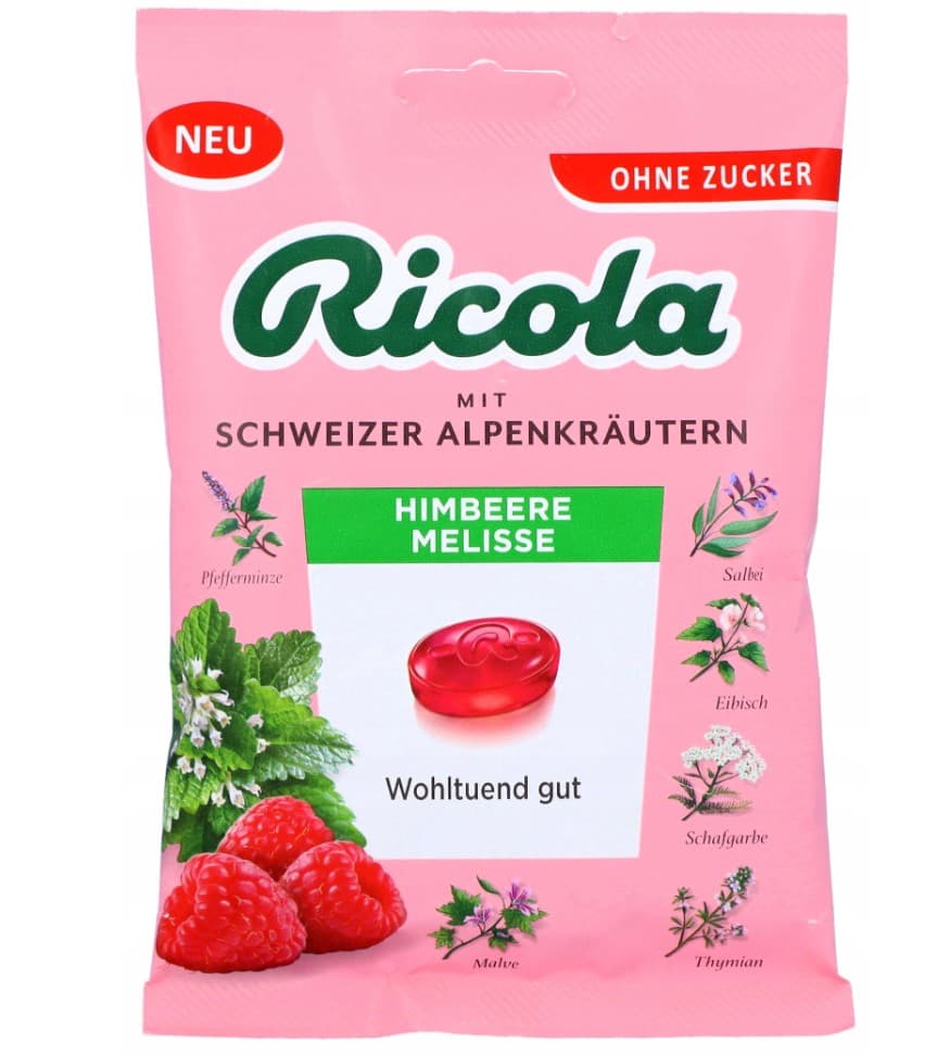 Ricola cukrík málina-limetka sáčkový 75 g