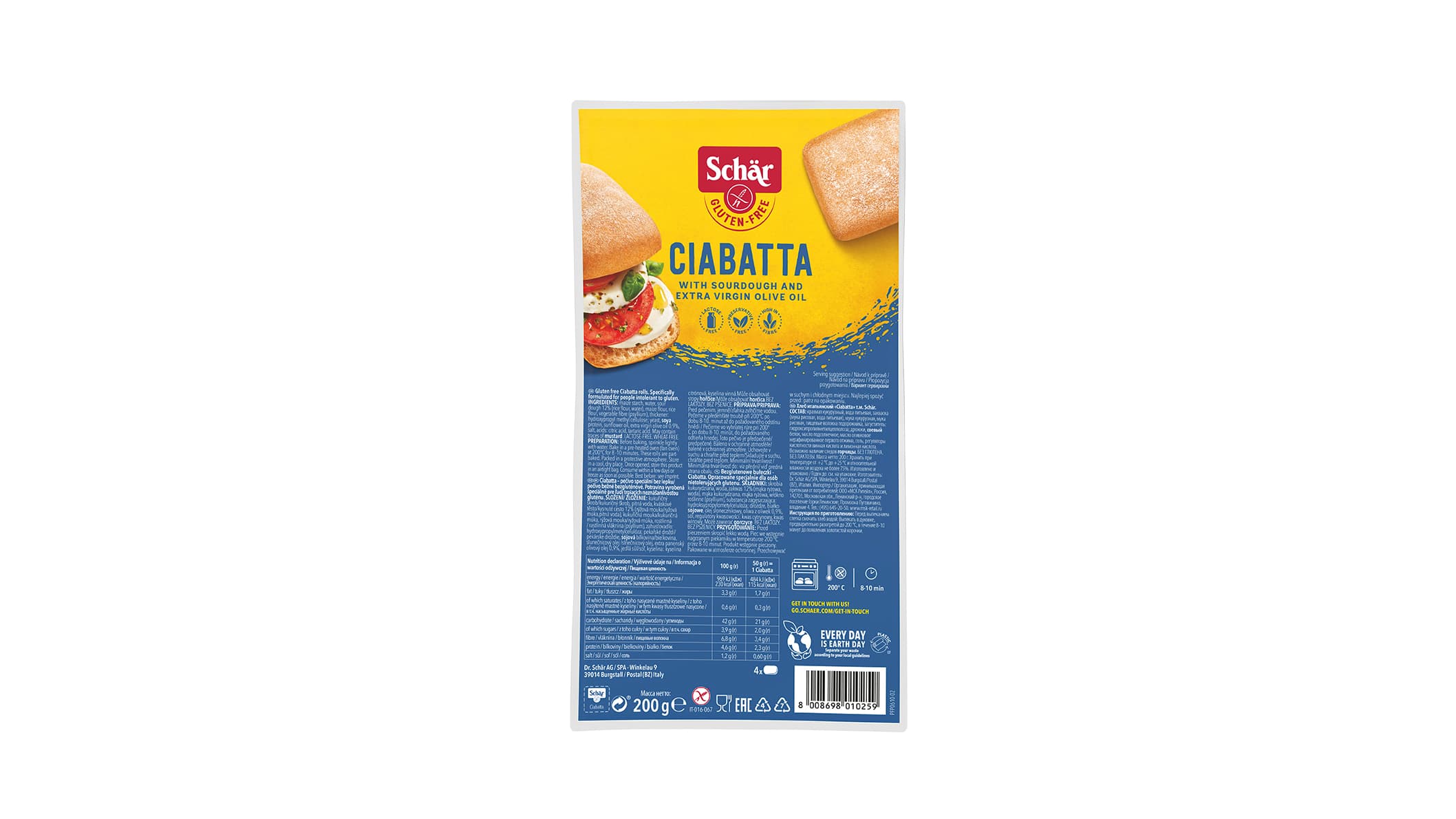 Schär bezlepková ciabatta 200 g - 36602