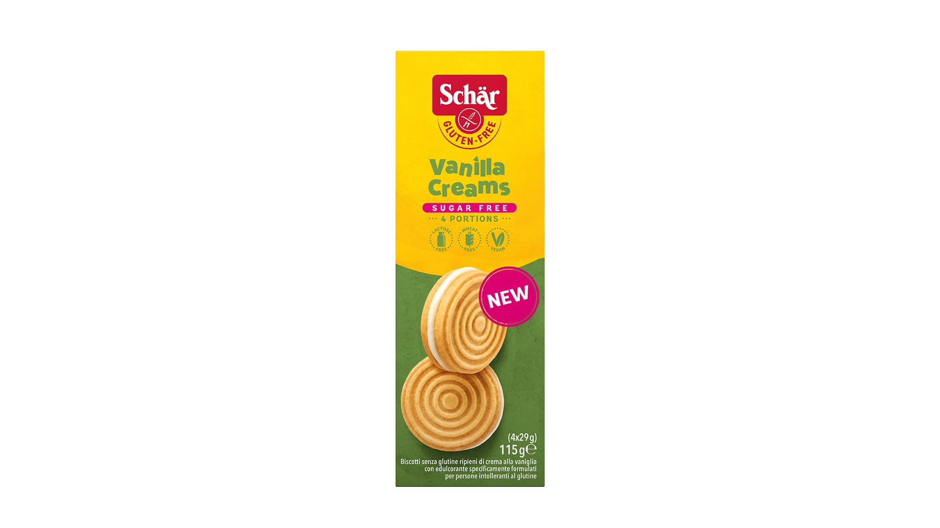 Schär bezgluténové cukrové sušienky vanilkový krém 115 g