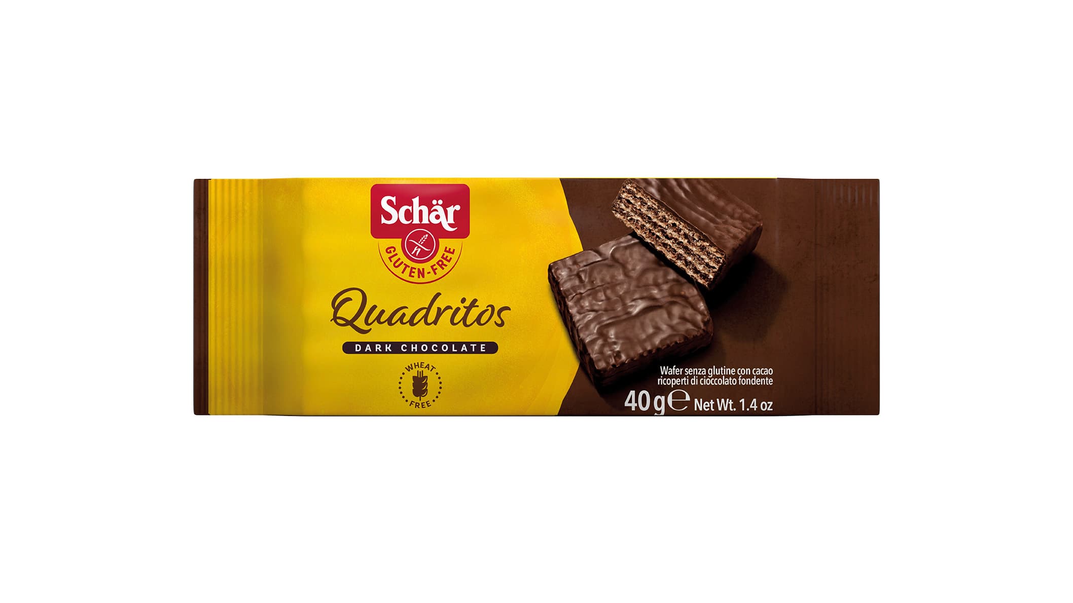 Schär Quadritos tmavá čokoláda bezlepkové oblátky 40 g
