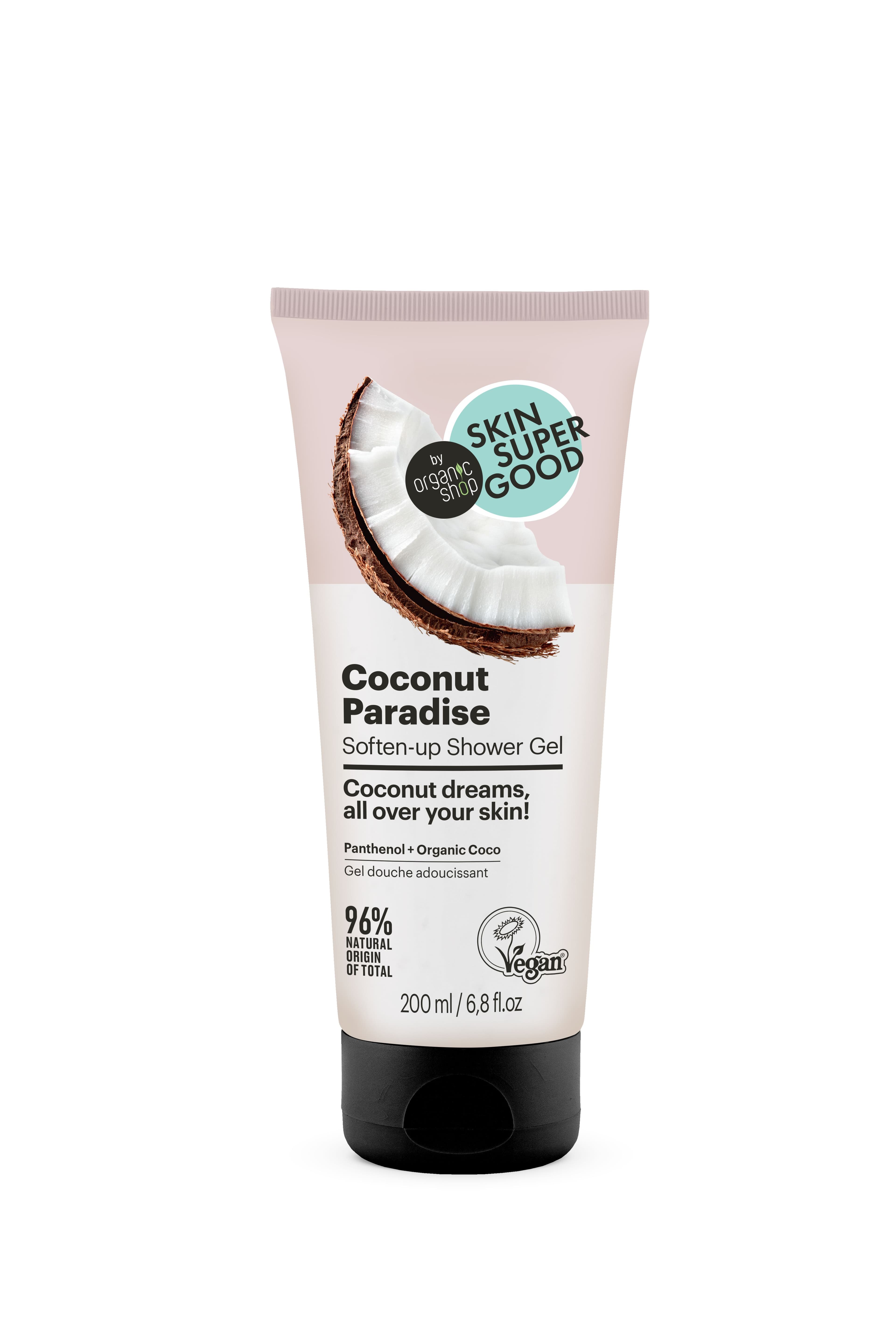 Skin Super Good „kokosový raj“ zjemňujúci sprchový gél 200 ml