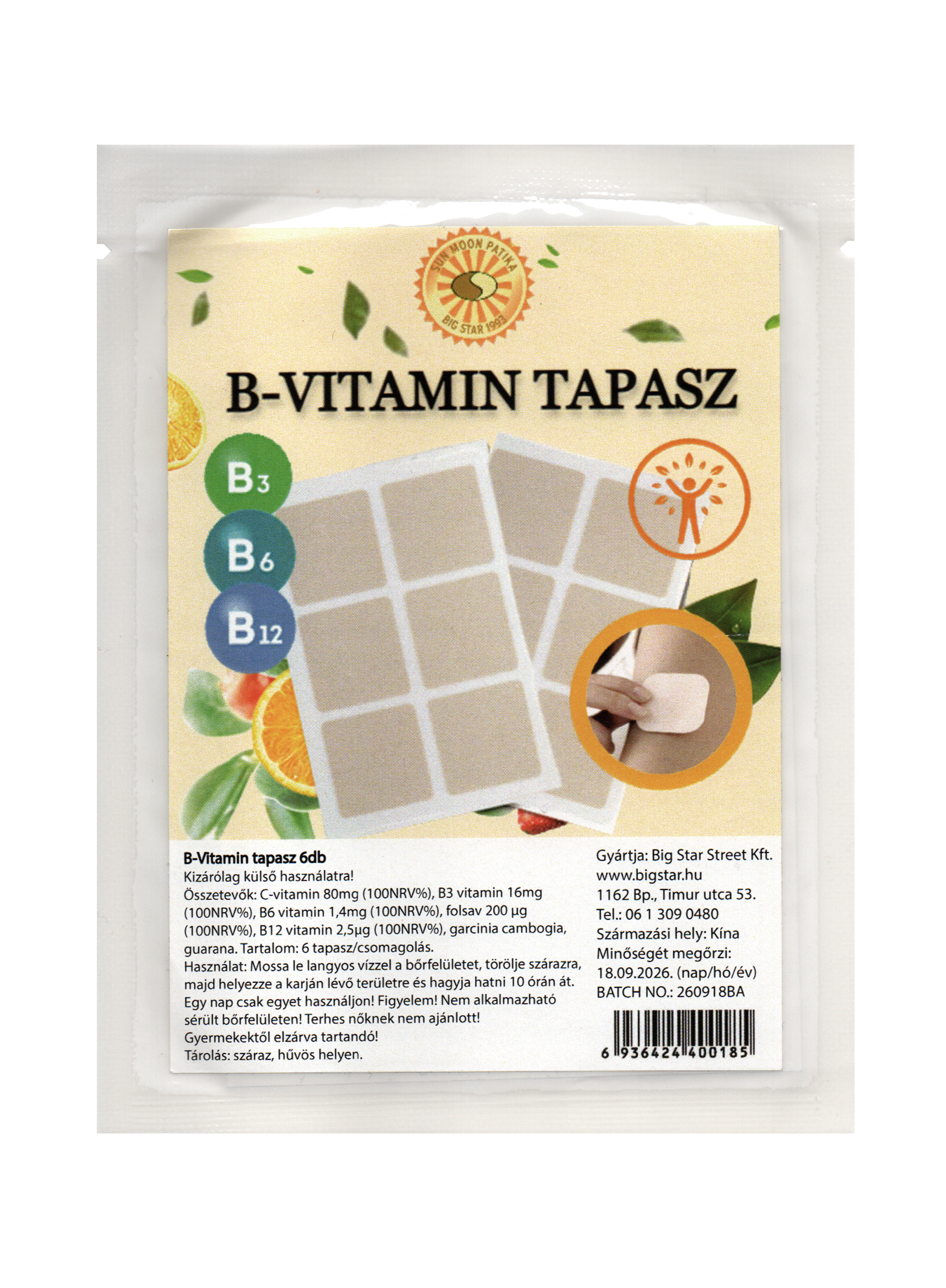 Sun Moon B-vitamínová náplasť 6 ks - 97634