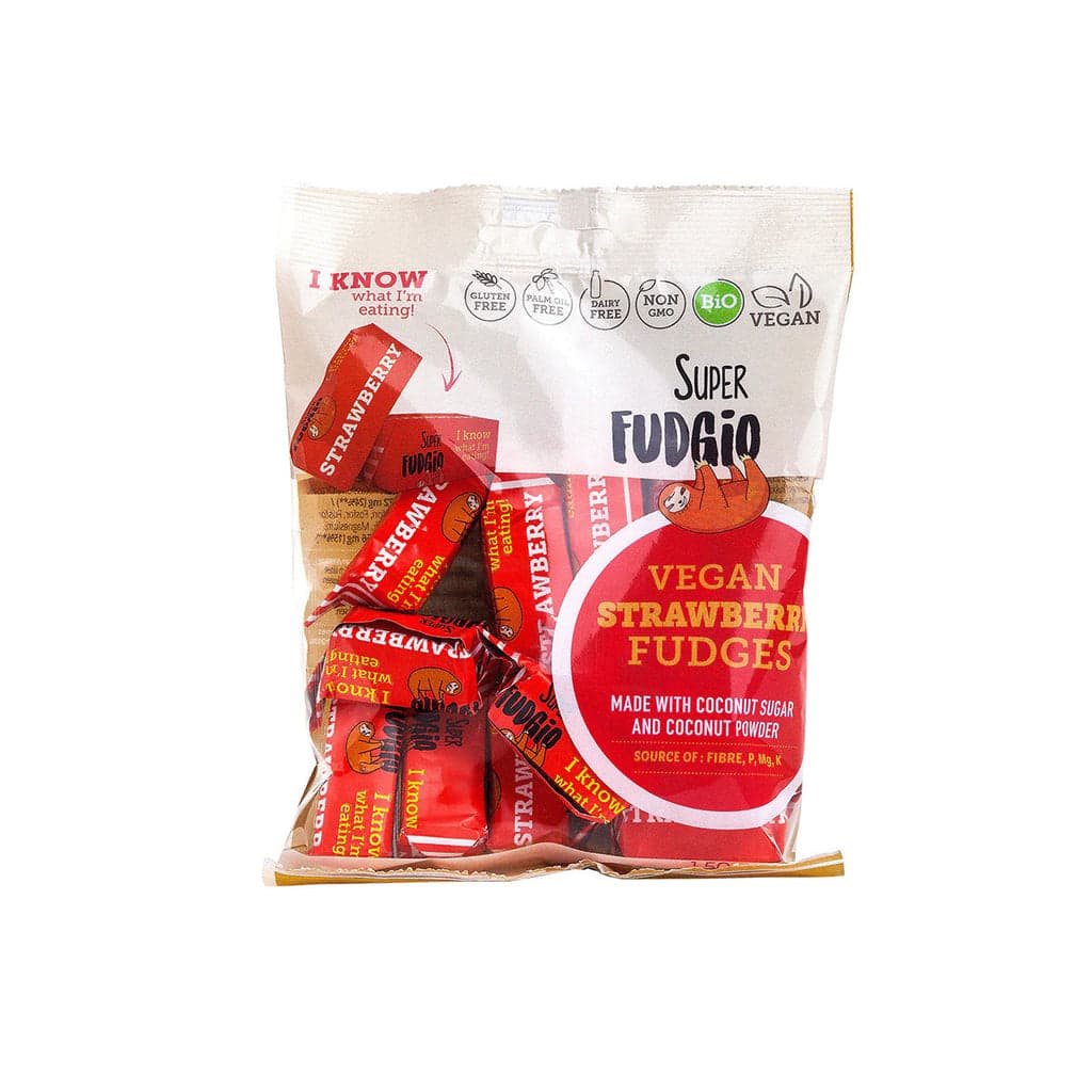 Super fudgio bio bezmliečne karamelové jahody 150 g